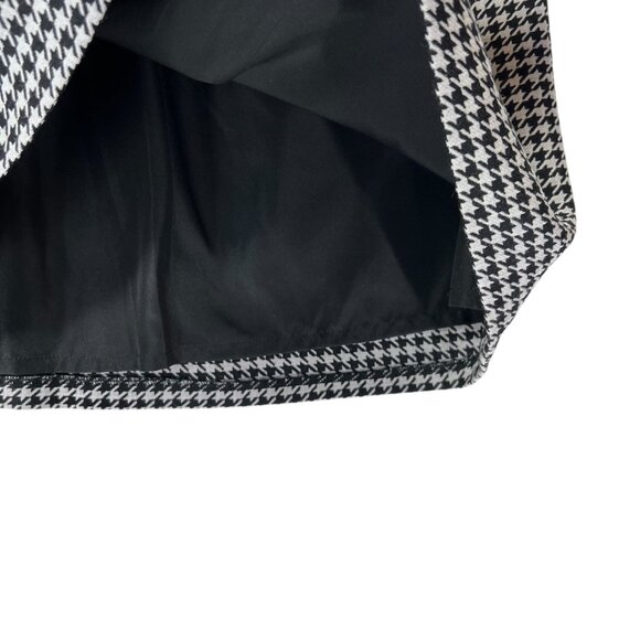 J Crew Black White Houndstooth Elastic Waist A-Line Skirt Lined NWT 8 Wool Blend - Picture 5 of 10